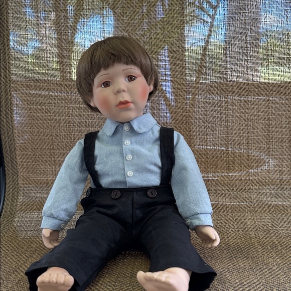 Danbury Mint Doll with Blue Shirt and Black Pants Joshua. - Picture 3 of 5